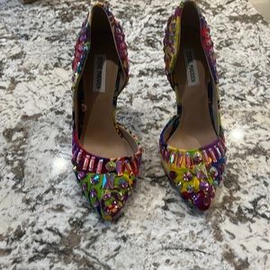 Multi colored rhinestones.  Rare high heels
